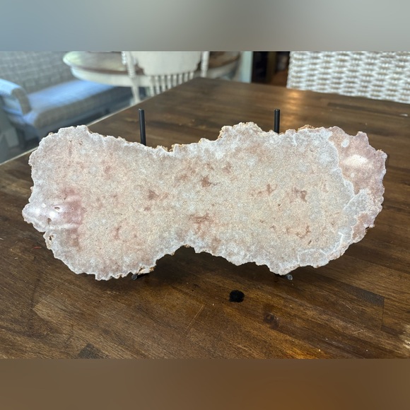 Thick pink amethyst slab with stand